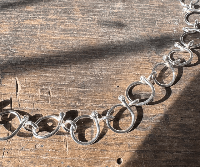 FISH TAIL STERLING LINK NECKLACE