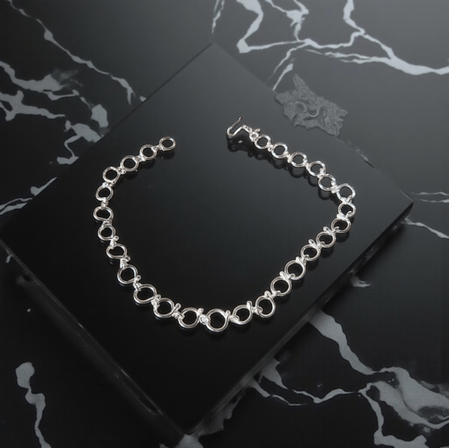 FISH TAIL STERLING LINK NECKLACE