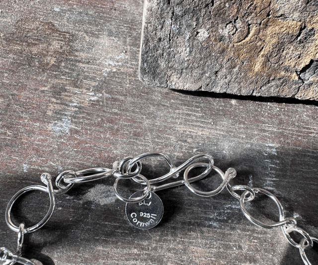 FISH TAIL STERLING LINK NECKLACE