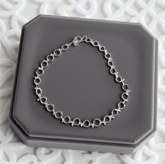FISH TAIL STERLING LINK NECKLACE